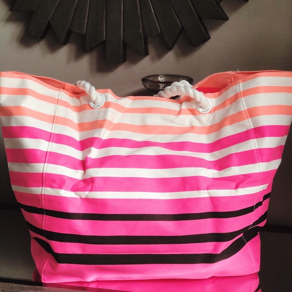 VICTORIA SECRET PINK STRIPES BEACK TOTE - Picture 2 of 4
